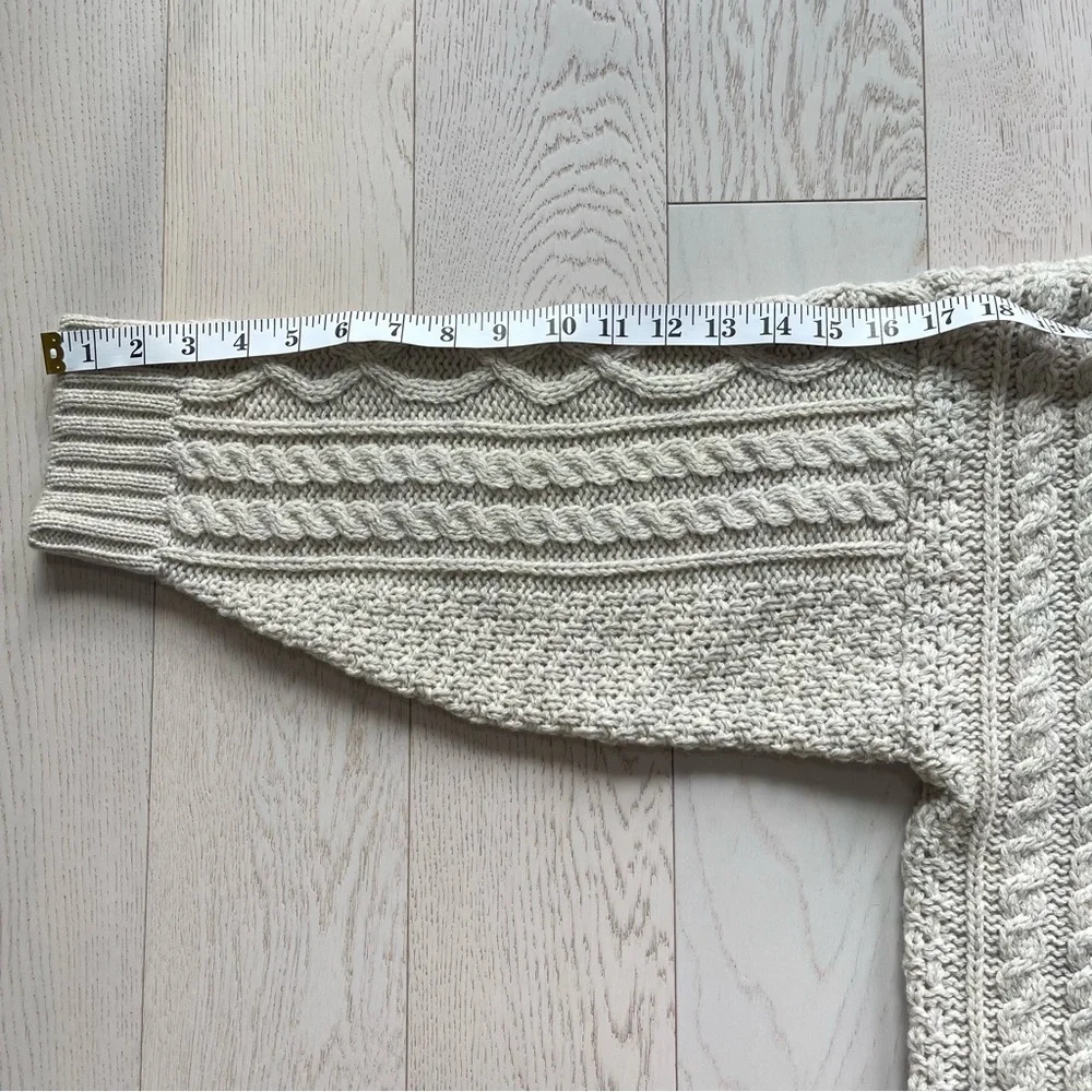 Vintage Doogan Donegal Cream 100% Wool Aran fisherman cable knit Irish sweater - Picture 11 of 13